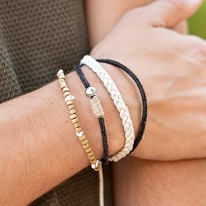 Multi-layer Silver, Stone, & Wooden Beaded Bracelet